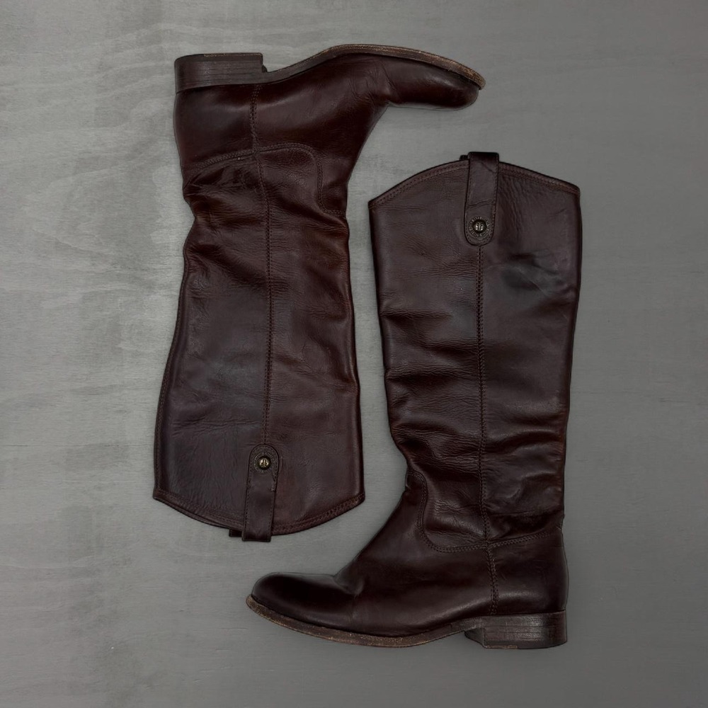 Frye Melissa Button Tall Boots Dark Brown Leather 77167 Size 7B